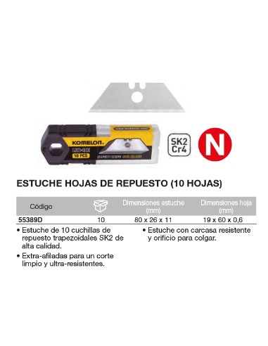 Estuche 10 hojas de repuesto trapezoidales SK2  