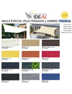 MALLA ESPECIAL VELAS TENSADAS DE SOMBRA PREMIUM 4 M ANCHO- COLOR VERDE OSCURO - PRECIO  METRO LINEAL