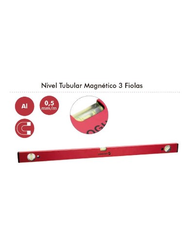 NIVEL TUBULAR MAGNETICO ALUMINIO 3 FIOLAS 1800MM