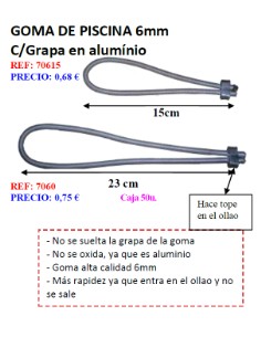 GOMA PISCINA 6mm C/GRAPA EN ALUMINIO 15cm< 2
