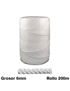 CUERDA CORDEL GRANITO NYLON TRENZADO DE 6 *BLANCA* 200 METROS  ESPECIAL TOLDO 2
