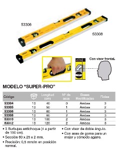 Nivel de perfil de aluminio. Modelo "SUPER-PRO"  50cm 2