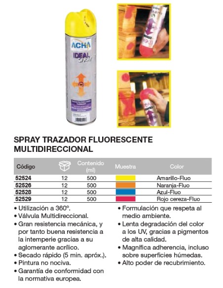 Spray trazador fluorescente multidireccional ROJO CEREZA-FLUO  500ml