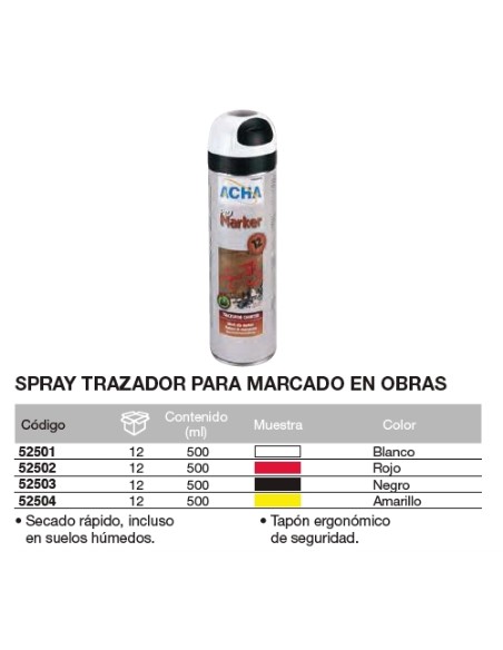 Spray trazador para marcado en obras BLANCO  500ml