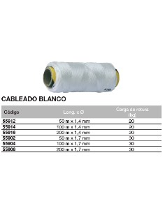 Bobina de cuerda de atirantar de polipropileno cableado BLANCO 200 m. x 1,7mm 2
