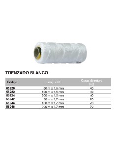 Bobina de cuerda de atirantar de polipropileno trenzado BLANCO 100 m. x 1,7mm 2