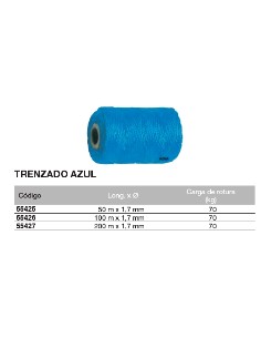 Bobina de cuerda de atirantar de polipropileno trenzado AZUL 200 m. x 1,7mm 2