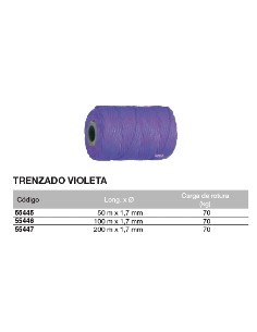Bobina de cuerda de atirantar de polipropileno trenzado VIOLETA 50 m. x 1,7mm 2