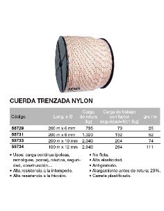 Carrete de cuerda trenzada de nylon 200 m. x 6mm 2