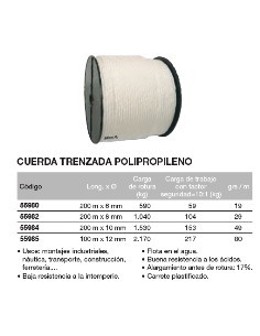Carrete de cuerda trenzada de polipropileno 200 m. x 6mm 2