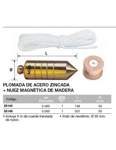 Plomada de acero zincada + Nuez di