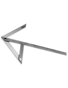 Escuadra busca centros. Regla cromada mate, milimetrada Para