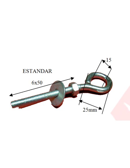 HEMBRILLA CERRADA M6X53MM C/TUERCA Y ARA