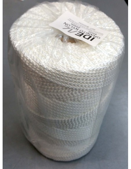CUERDA CORDEL GRANITO NYLON TRENZADO DE 4 ROLLO 200MTS ALTA CALIDAD COLOR BLANCO