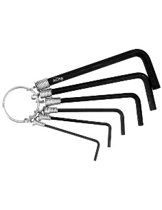 Juego de 8 Llaves hex. acod. pav. en anilla y bolsa