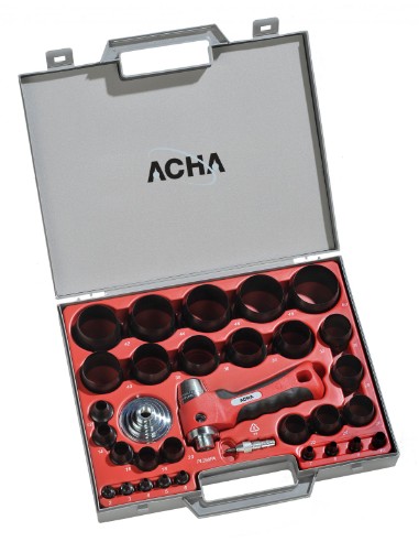 Estuche con juego de sacabocados de bocas intercambiables