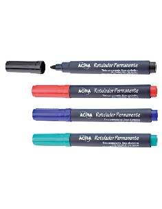 Caja Rotulador de tinta permanente "ACHA". Fino-Punta redonda (10)
