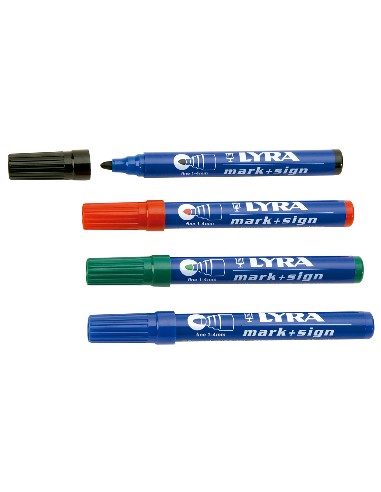 2 rotuladores de tinta permanente "LYRA". Fino-Punta redonda