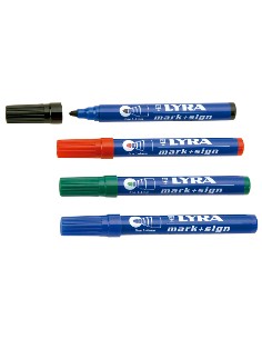 4 rotuladores de tinta permanente "LYRA". Fino-Punta redonda