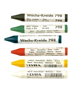 Caja Paquete 12 tizas cera hexag. Marca cualquier superficie "LYRA" (12)