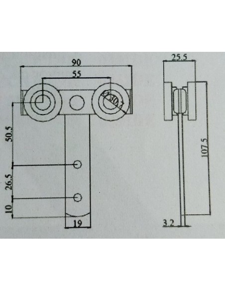 POLEA 4 RUEDAS  RODAMIENTOS D.30X25 IDEAL<