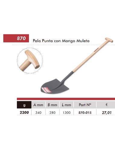 PALA PUNTA M/MADERA MULETA 1,3M