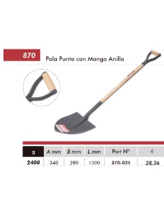 PALA PUNTA M/MADERA ANILLA 1,3M