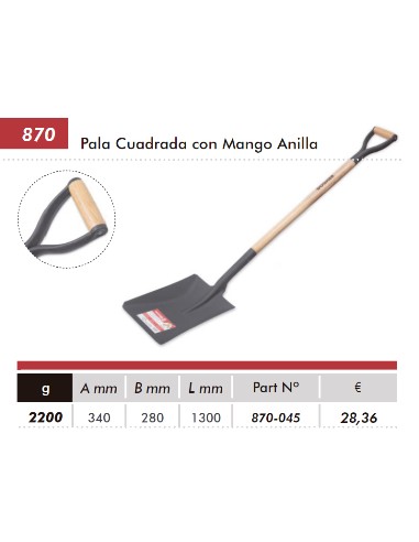 PALA CUADRADA M/MADERA ANILLA 1,3M