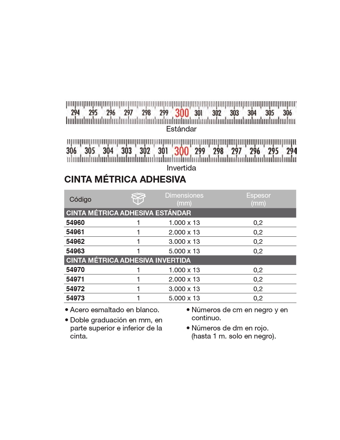 Cinta métrica de acero adhesiva