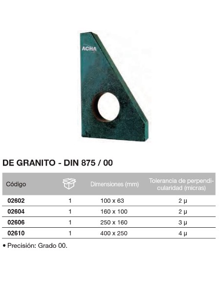 Escuadra DIN 875/00 de granito 100 x 63mm
