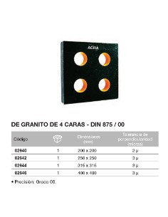 Escuadra DIN 875/00 de granito de 4 caras 400 x 400mm