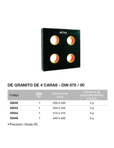 Escuadra DIN 875/00 de granito de 4 caras 400 x 400mm