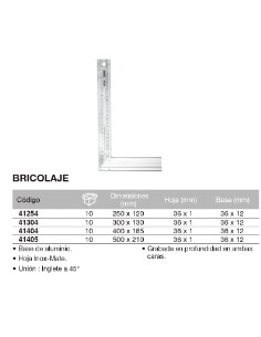 Escuadra de carpintero con base de aluminio y hoja flexible  250 x 120mm 2