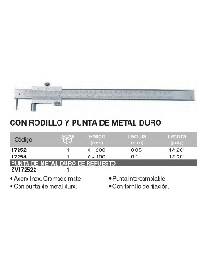 Calibre para trazado con rodillo y punta de metal duro 0-200mm 2
