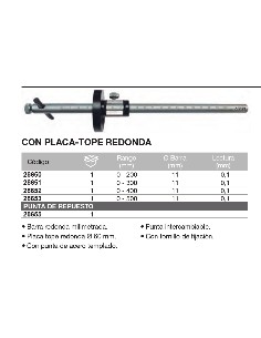 Calibre para trazado con placa-tope redonda 0-300mm 2