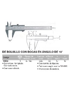 Calibre de bolsillo con bocas en  2