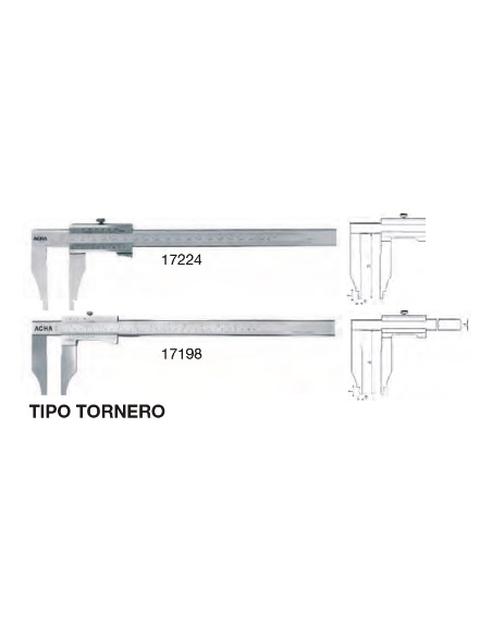 Calibre tipo tornero acero inox. cromado mate 300 x Boca 100