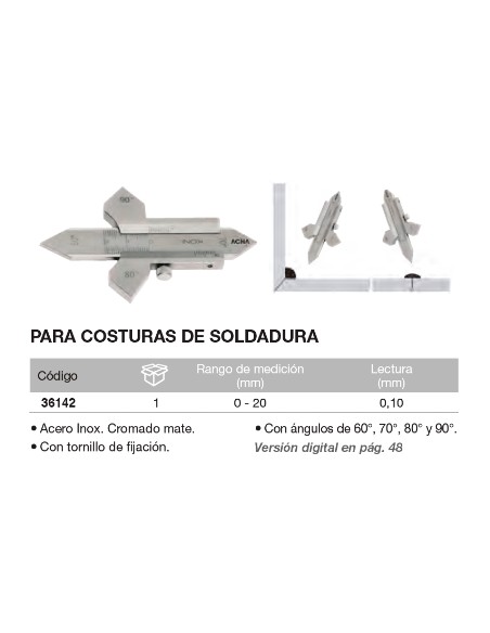 Calibre para costuras de soldadura 0-20mm