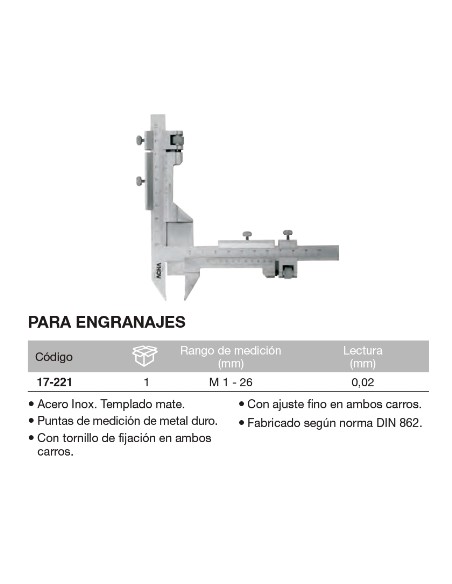 Calibre para engranes M1 - 26
