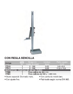 Punta de metal duro para Calibre de altura 17-310 300 2