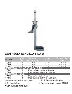 Calibres de altura / Gramil con regla sencilla y lupa 0-500mm 2