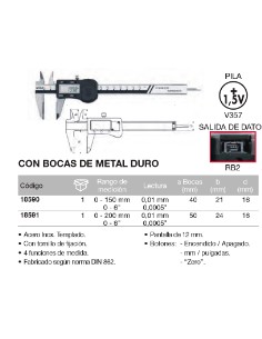 Calibre digital con bocas de metal duro 0-200mm 2