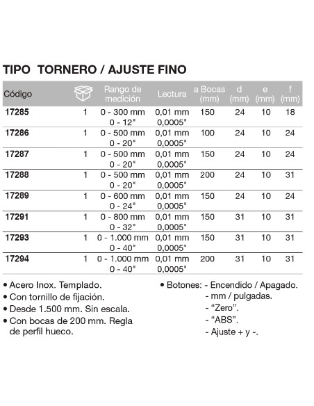 Calibre digital grande tipo tornero ajuste fino 0-800 x Boca 150