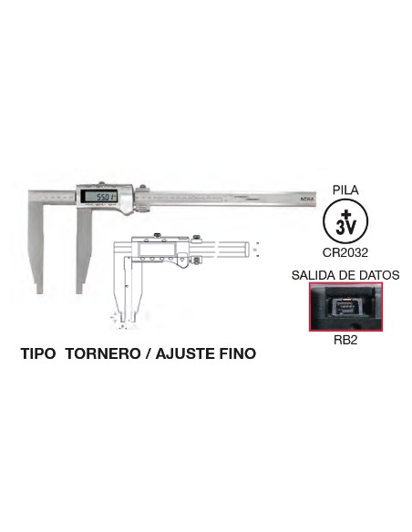 Calibre digital grande tipo tornero ajuste fino 0-500 x Boca 100