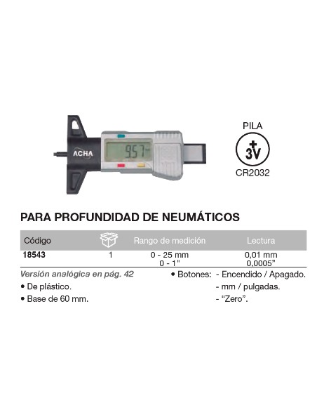 Calibre digital para profundidad de neum
