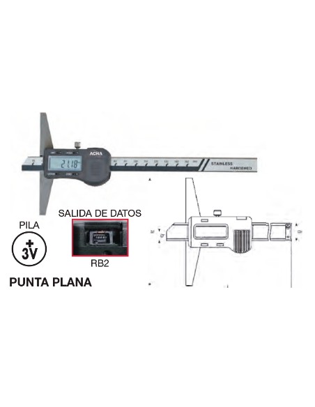 Calibre de profundidad digital punta plana 0-200 Puente 150