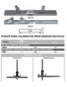 Puente para calibres de prof. digitales. Un orificio centrado y otro desplazado 300mm 2