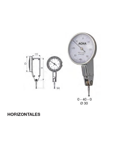 Reloj comparador con palpador orientable 0,8 / 0,01 / 