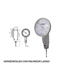Reloj comparador con palpador largo orientable 1/0,01/ 2