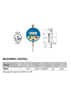 Reloj comparador digital milesimal 12,5 / 0,001 /  2